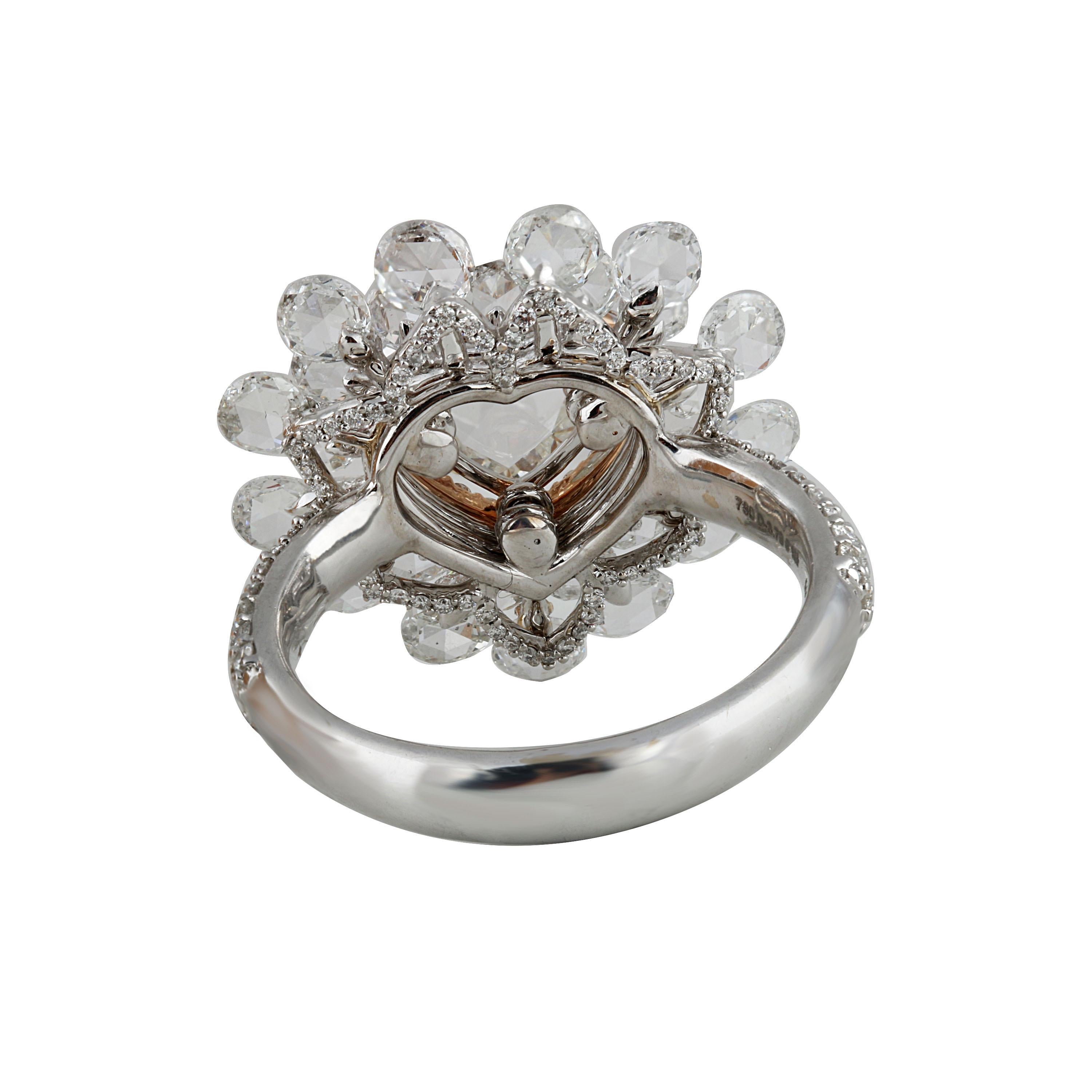 Women's Studio Rêves Heart Rose Cut Diamond Cocktail Ring in 18 Karat Gold