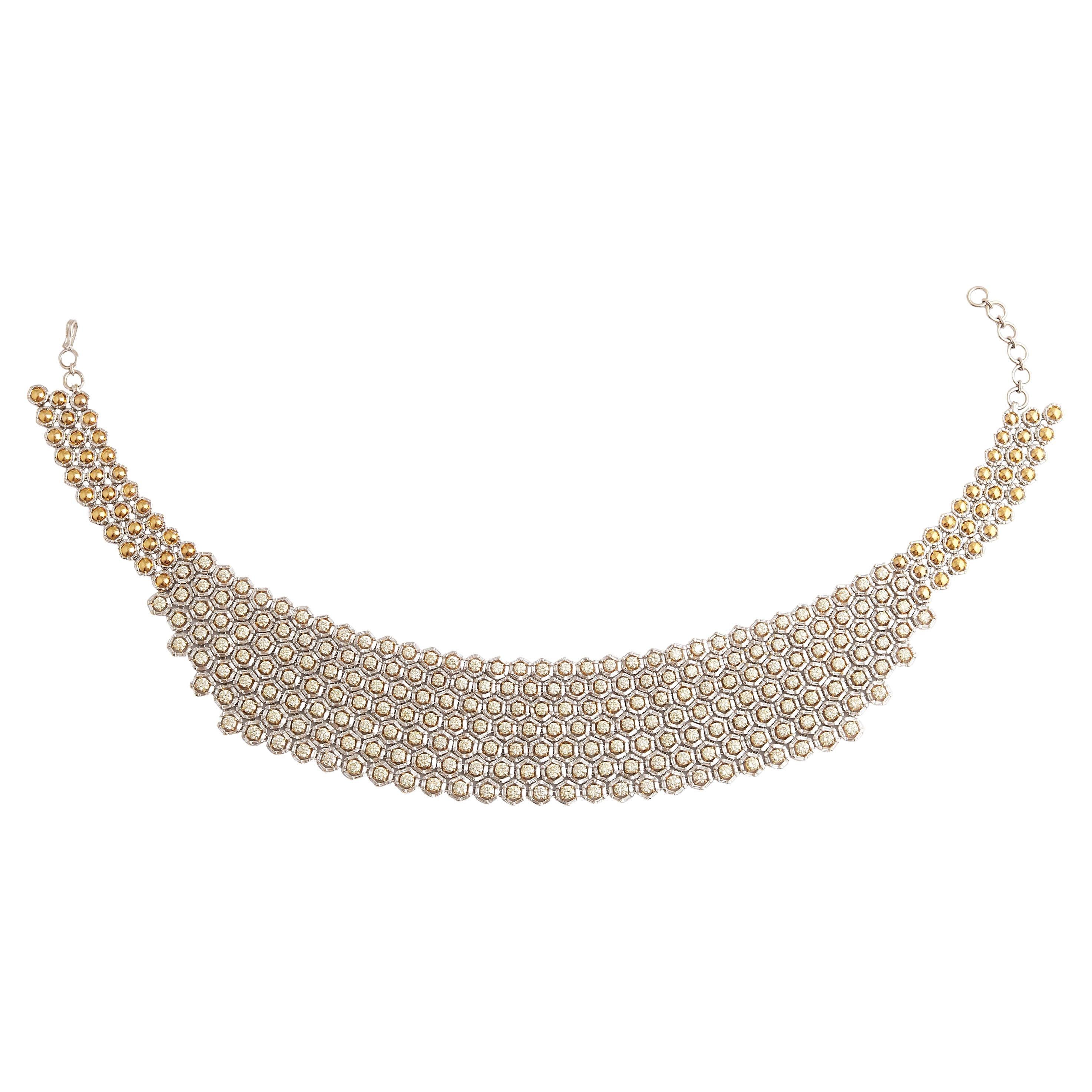 Studio Rêves Collier ras du cou en or 18 carats, inspiré du peigne à miel et orné de diamants