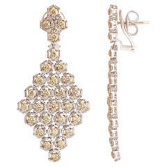 Studio Rêves Honey Comb Inspired Diamond Dangling Earrings in 18K Gold