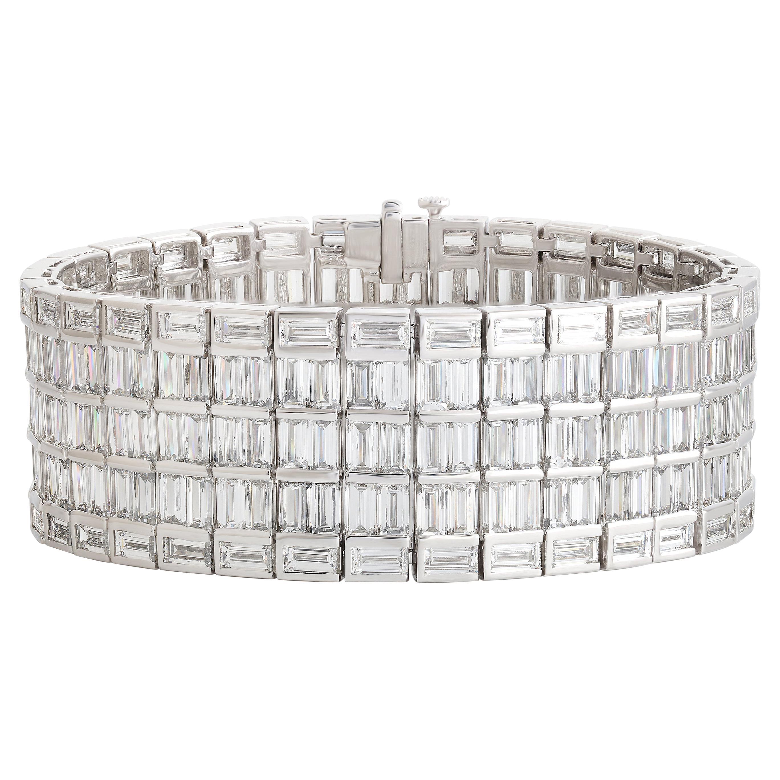 Studio Rêves Illumina Grand Baguette Diamond Bracelet in 18K White Gold