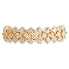 Studio Rêves Lattice of Light Bracelet with Yellow Asscher Diamonds in 18K Gold