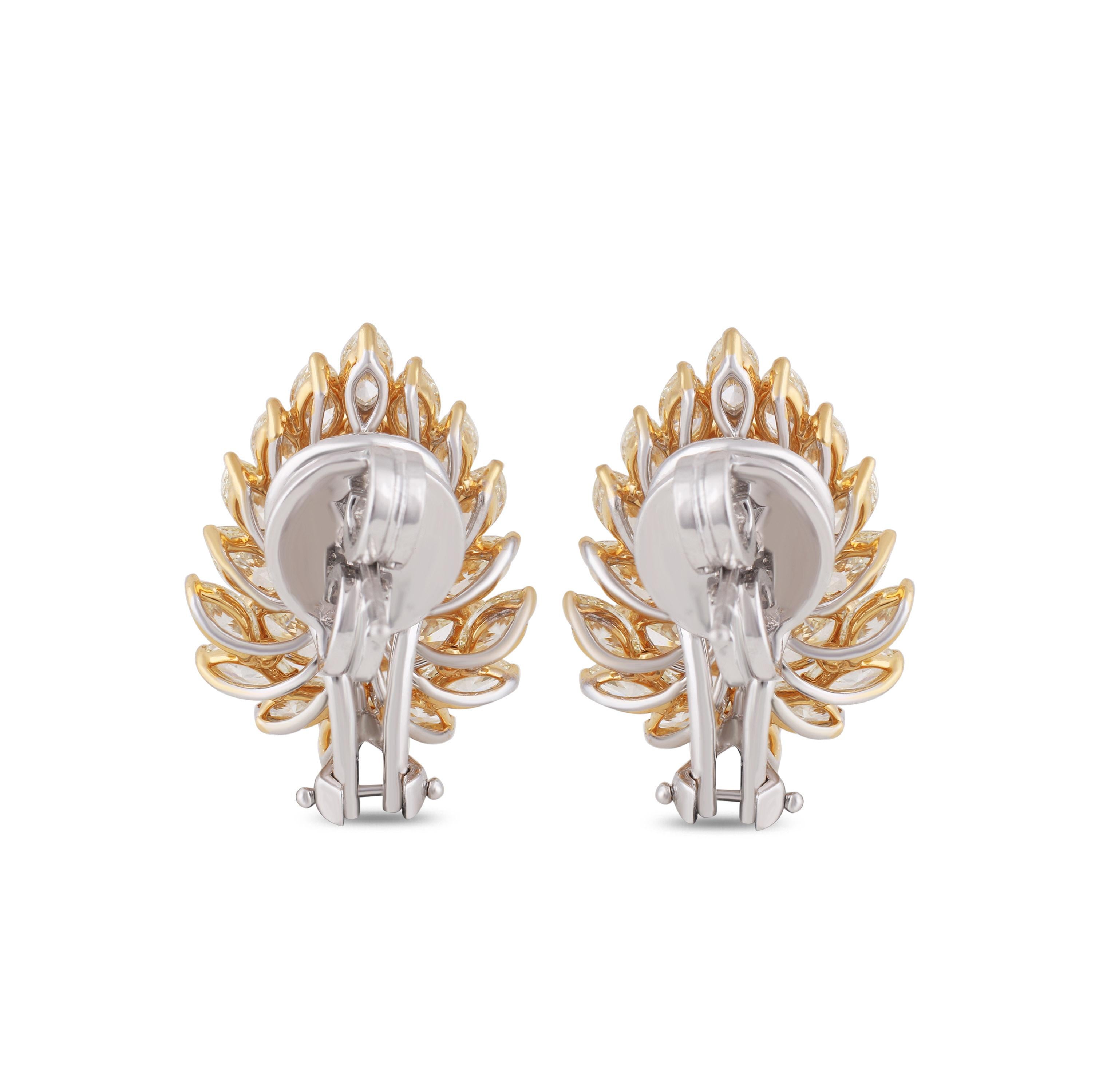 Marquise Cut Studio Rêves Marquise and Pear Diamonds Stud Earrings in 18 Karat Gold For Sale