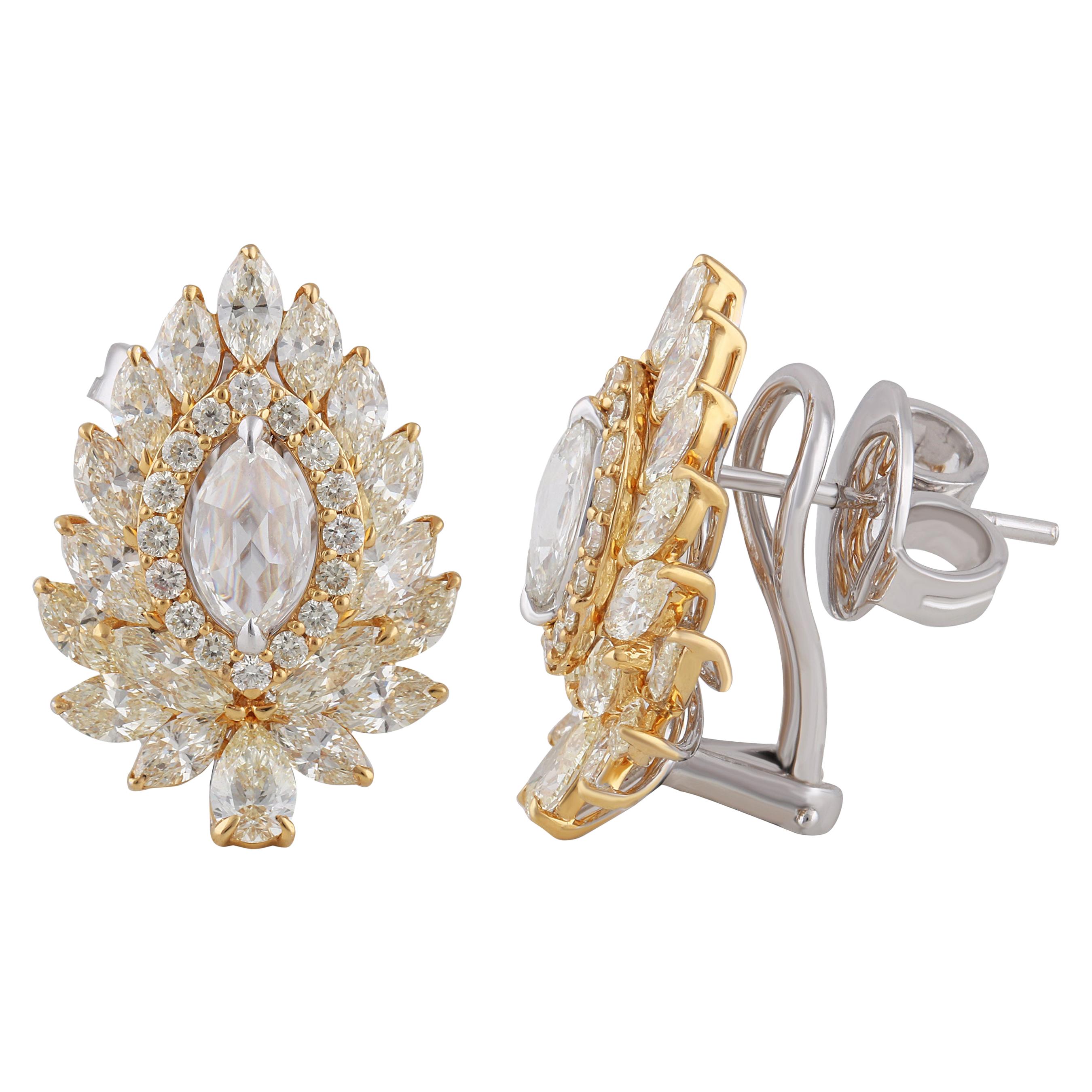 Studio Rêves Marquise and Pear Diamonds Stud Earrings in 18 Karat Gold For Sale