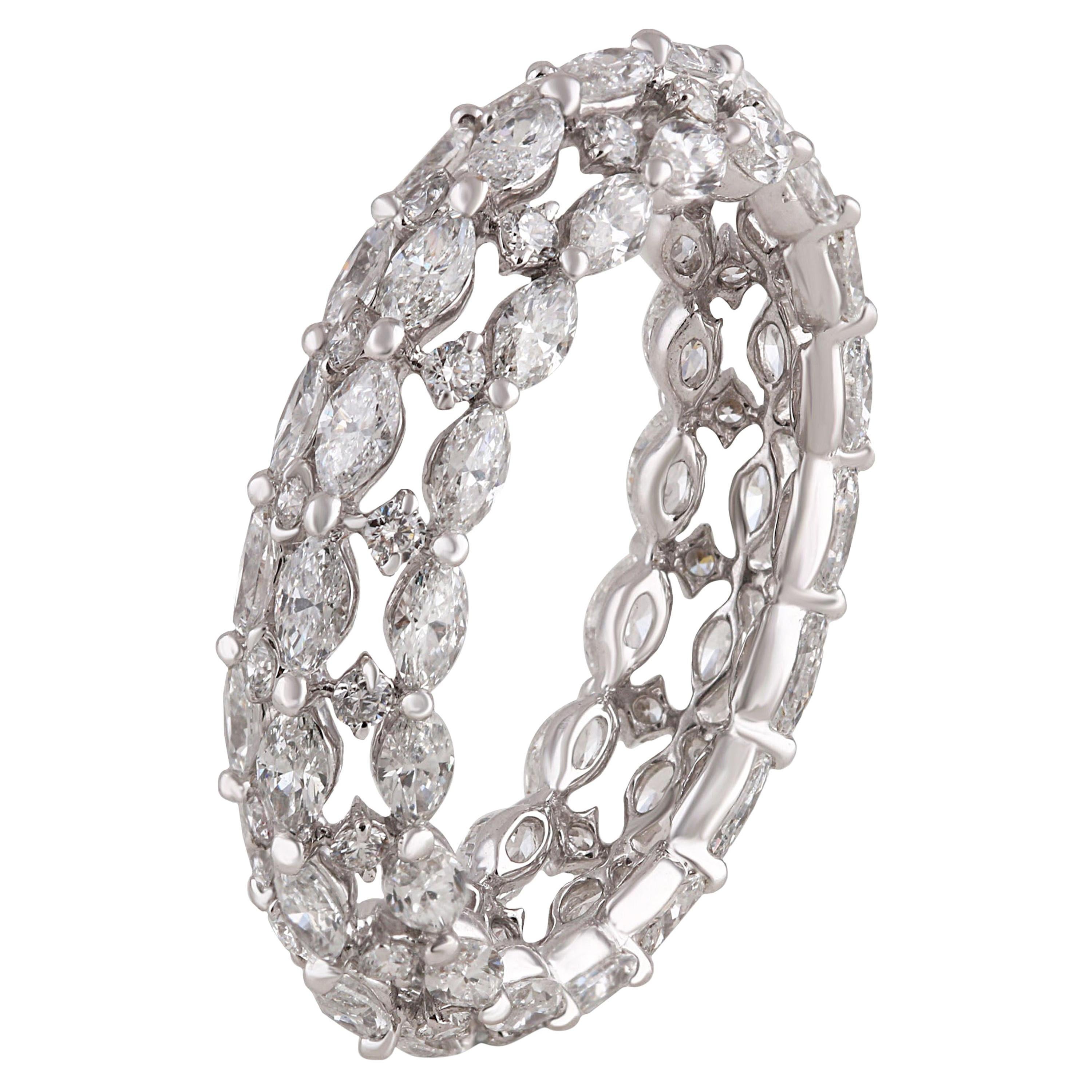 Studio Rêves Bracelet en or blanc 18 carats, diamant marquise et diamant rond blanc