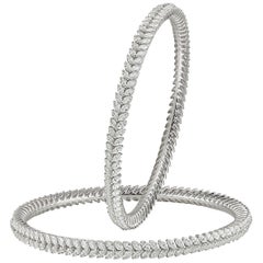 Studio Rêves Marquise Diamond Bangles in 18 Karat White Gold