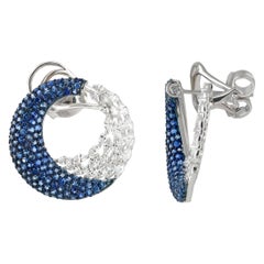 Studio Rêves Marquise Diamonds and Blue Sapphire Earrings in 18 Karat Gold