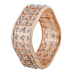 Studio Rêves Marquise Diamonds Filigree Bangle Bracelet in 18 Karat Gold