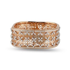 Studio Rêves Marquise Diamonds Filigree Bangle Bracelet in 18 Karat Gold