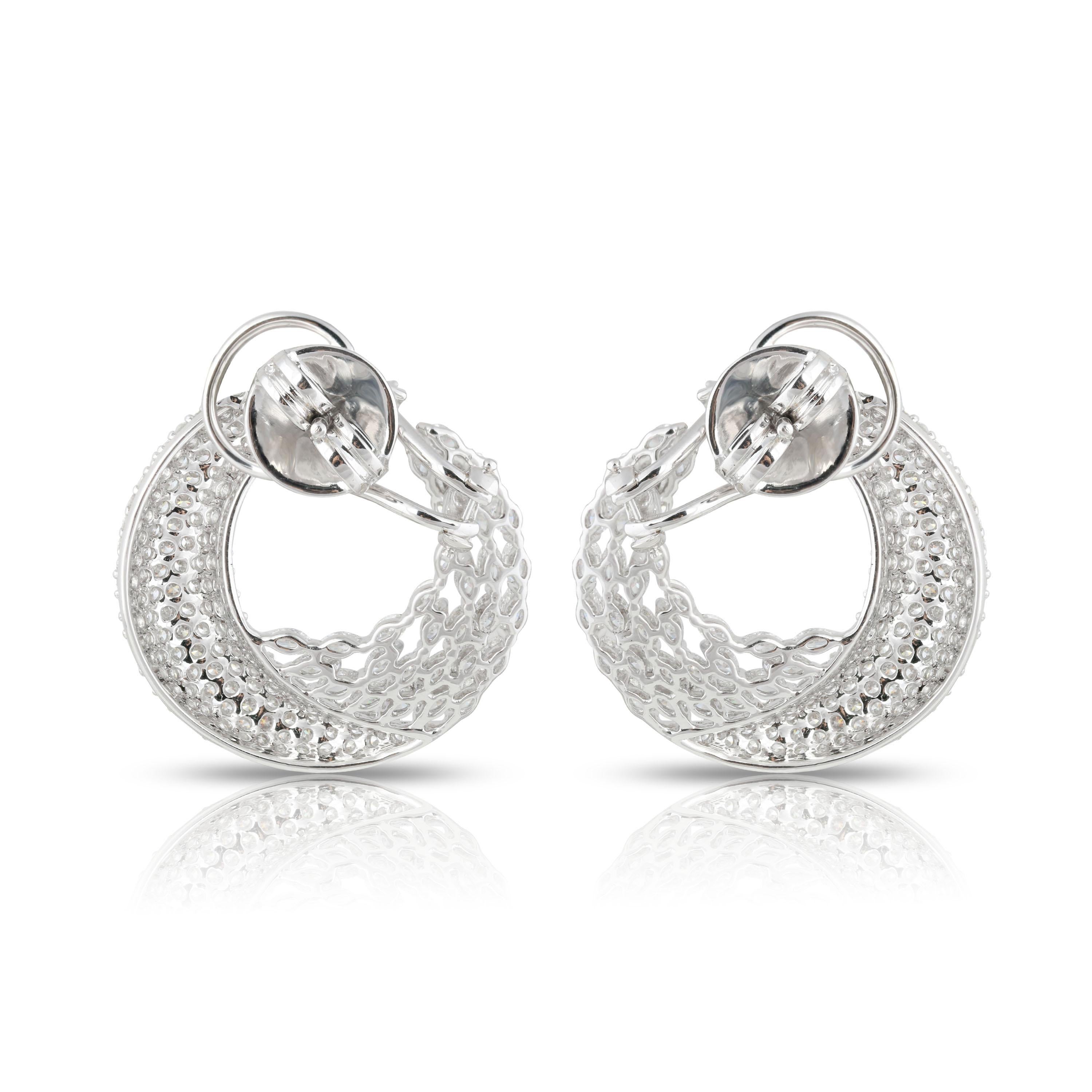 Studio Rêves Marquise Diamonds Hoop Earrings in 18 Karat White Gold For Sale 1