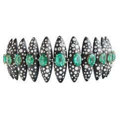 Studio Rêves Midnight Constellation Emerald Bracelet in Gold and Titanium
