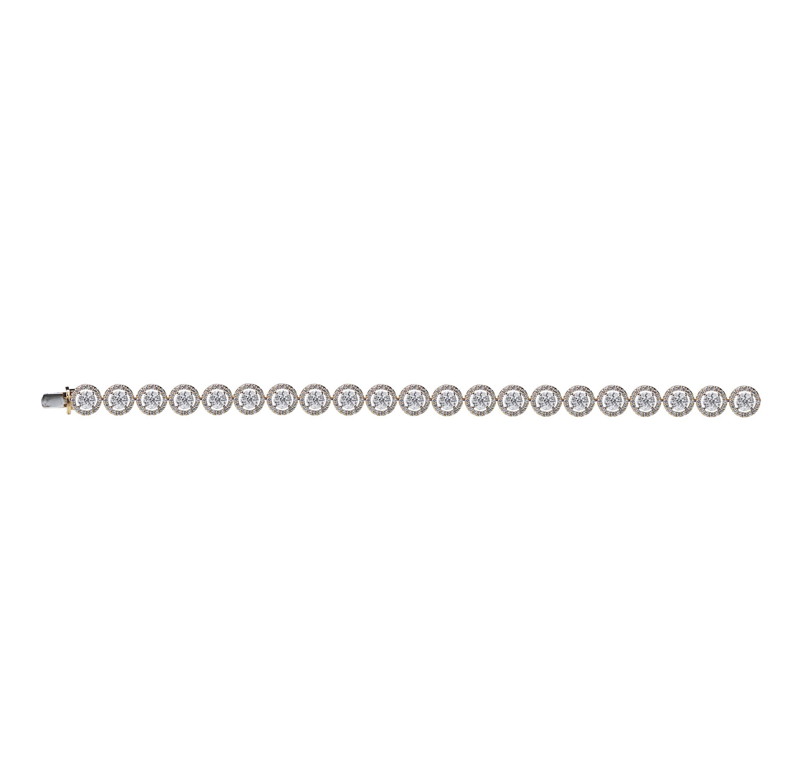 Women's Studio Rêves Mosaic Marquise Diamond Tennis Bracelet in 18 Karat Gold For Sale