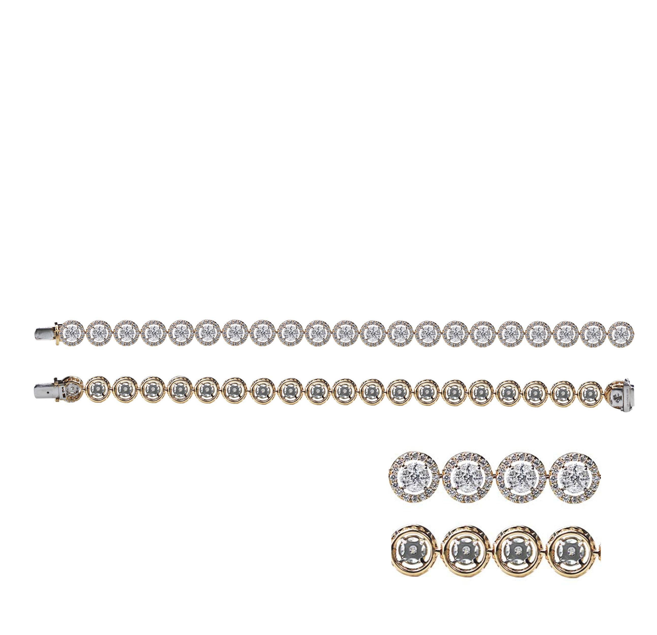 Studio Rêves Mosaic Marquise Diamond Tennis Bracelet in 18 Karat Gold For Sale 2