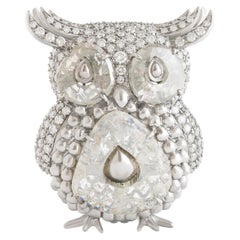 Studio Rêves Nocturne Broche hibou en diamant en titane
