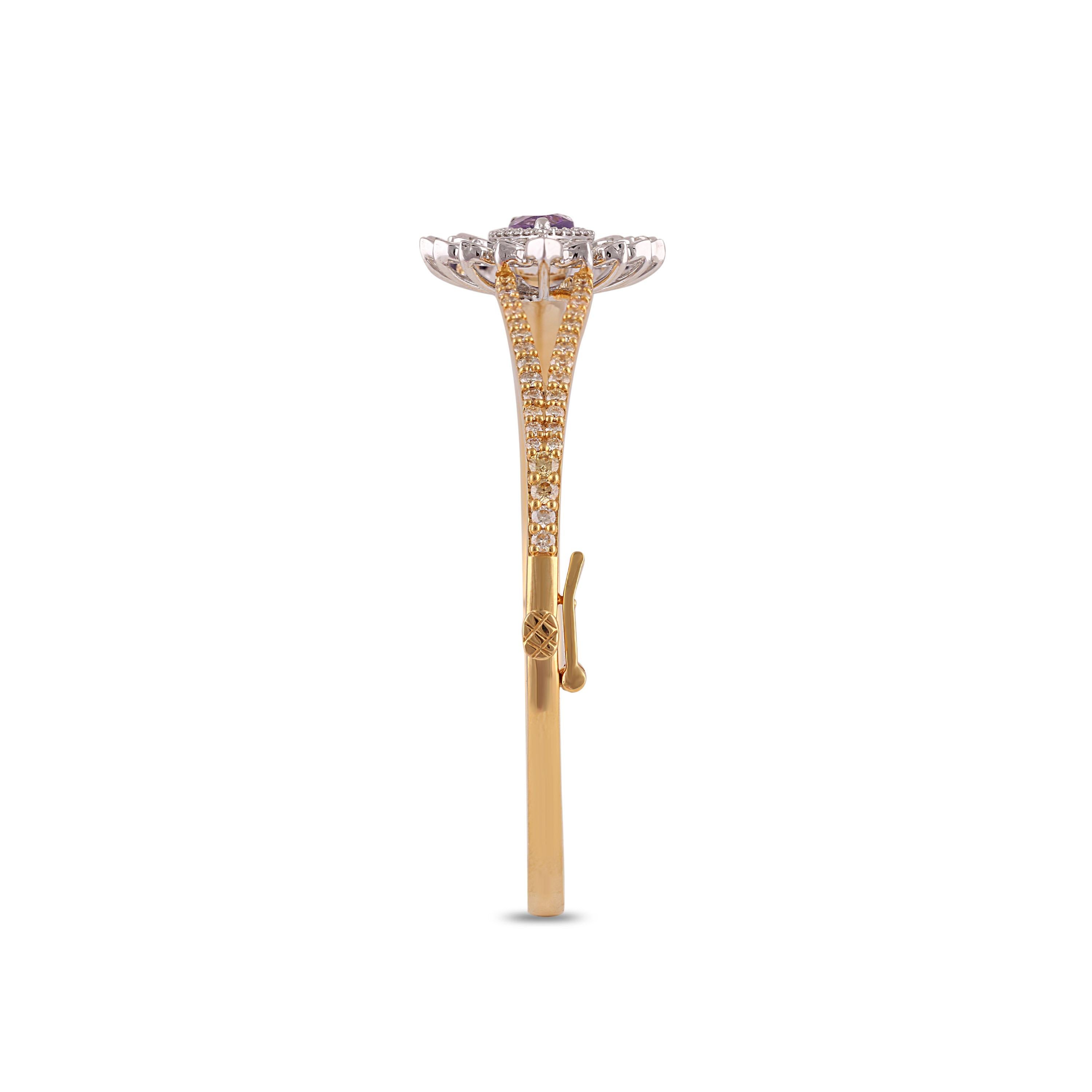 Women's Studio Rêves Pear Cut Amethyst and Diamond Bracelet in 18 Karat Gold For Sale