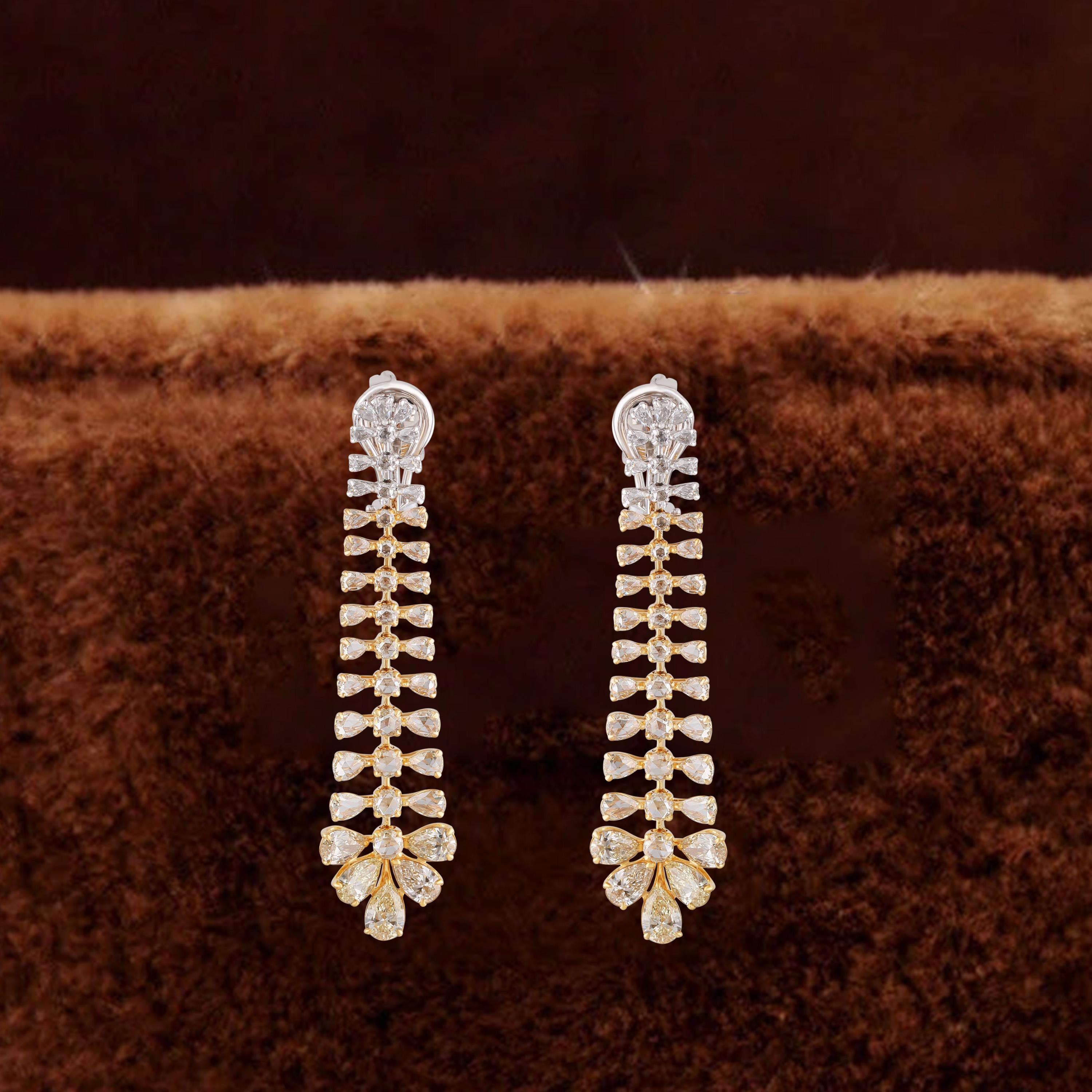 Studio Rêves Pear Diamond Dangling Earrings in 18 Karat Gold For Sale 3