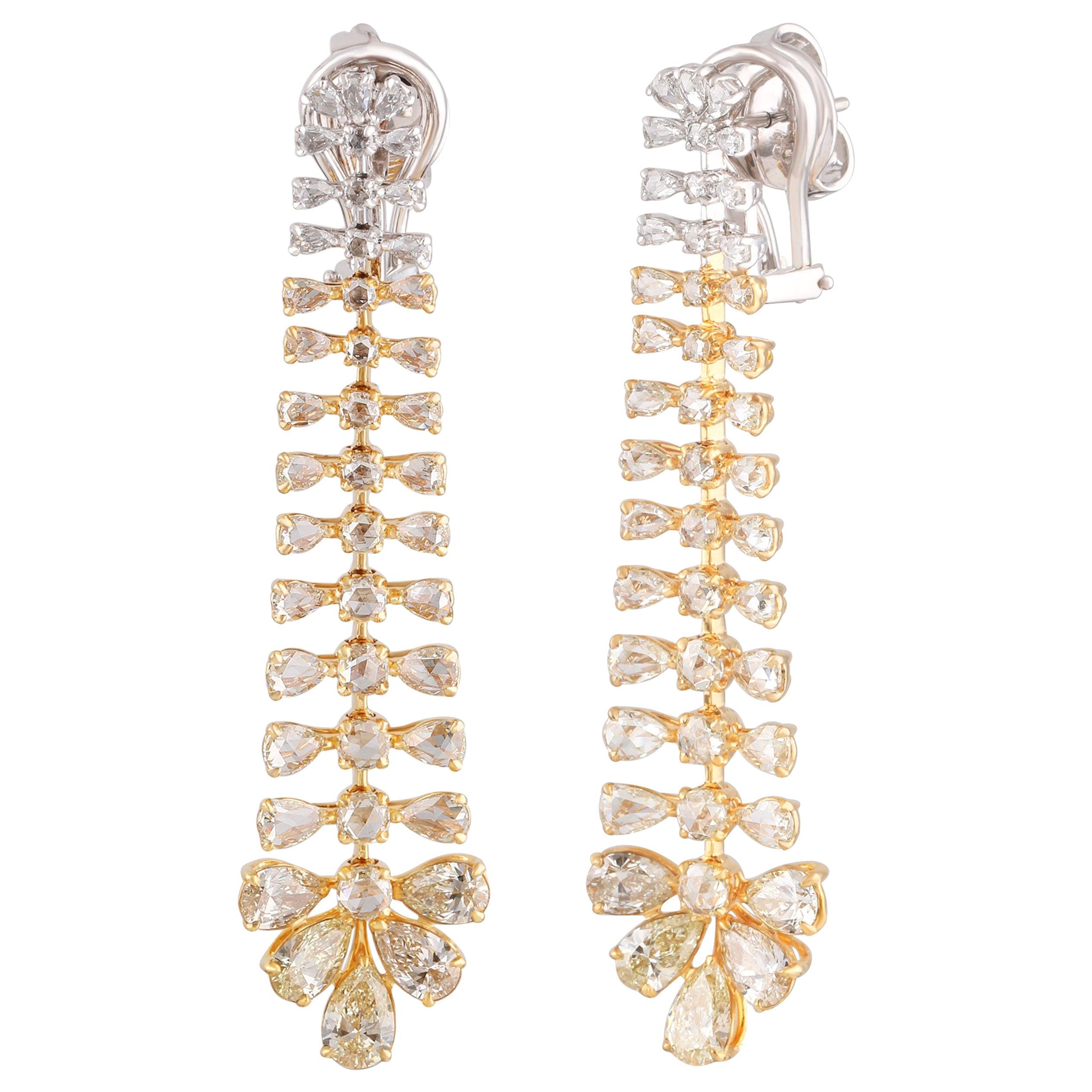 Studio Rêves Pear Diamond Dangling Earrings in 18 Karat Gold For Sale