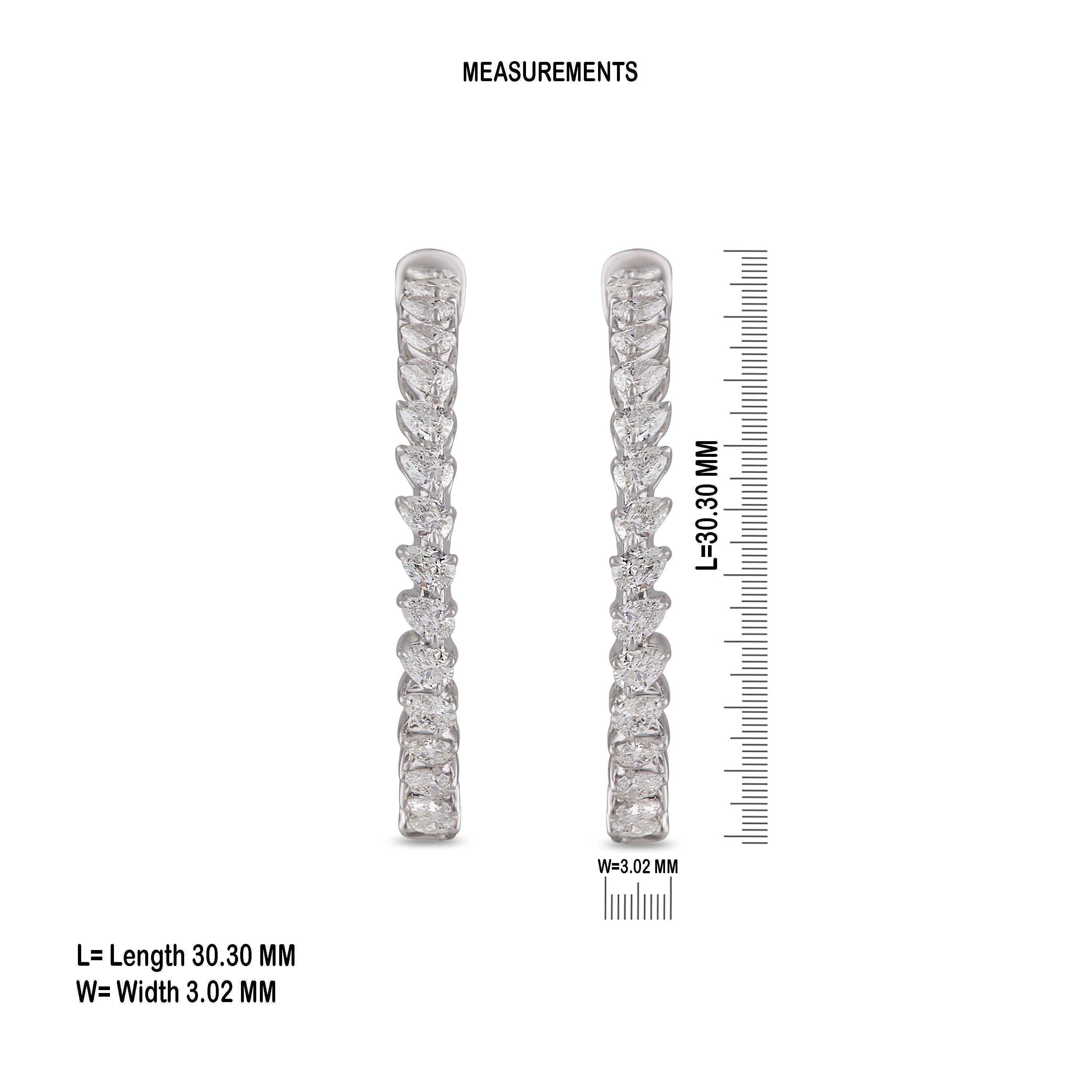 Modern Studio Rêves Pear Diamond Hoop Earrings in 18 Karat White Gold For Sale