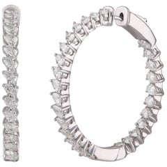 Studio Rêves Pear Diamond Hoop Earrings in 18 Karat White Gold