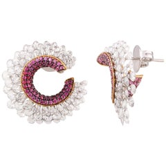 Studio Rêves Orecchini con zaffiro rosa e diamanti taglio rosa in oro 18 carati