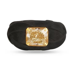 Studio Rêves "Amanecer Radiante" Anillo de Titanio y Diamante Amarillo con Oro de 18k