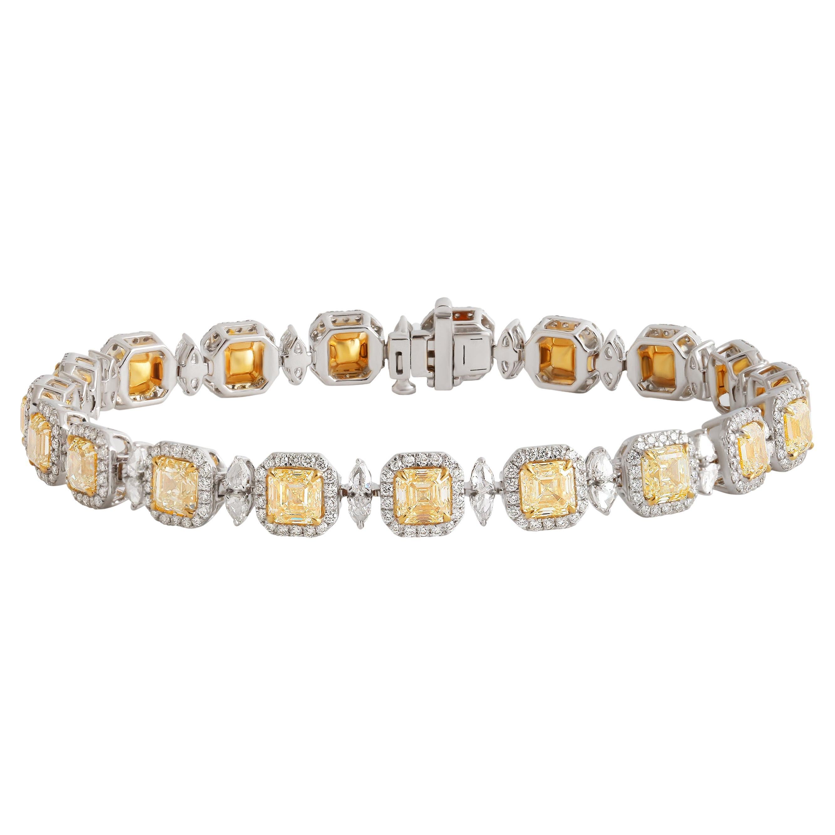 Studio Rêves Bracelet Radiant Harmony avec diamants asscher jaunes en or 18K
