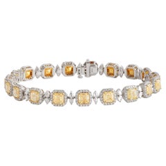 Studio Rêves Radiant Harmony Bracelet with Yellow Asscher Diamonds in 18K Gold