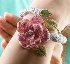 Bracciale Studio Rêves Rose con diamante e zaffiro rosa in oro 18 kt.
