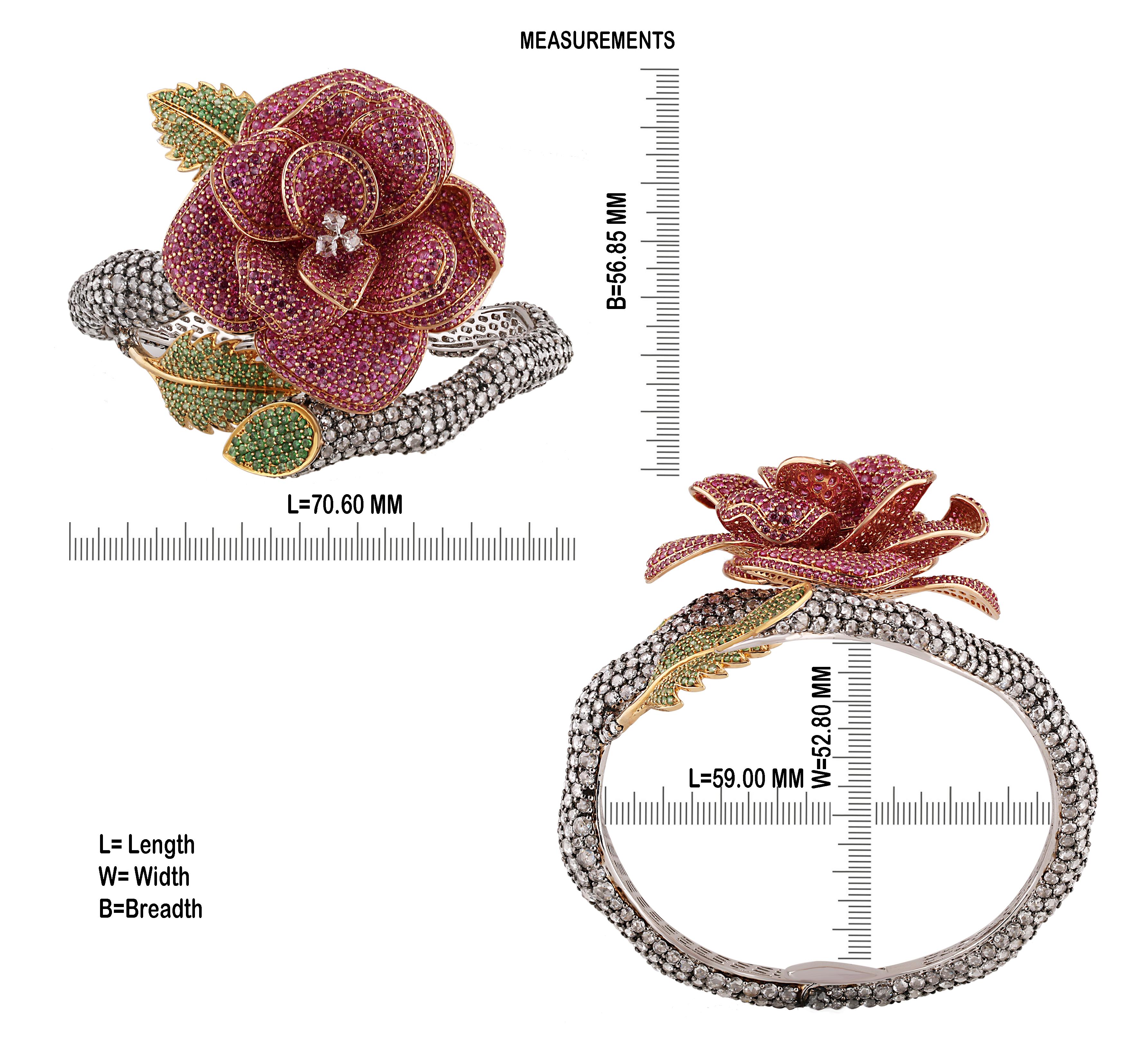 Taglio a rosa Bracciale Studio Rêves Rose con diamante e zaffiro rosa in oro 18 kt. in vendita