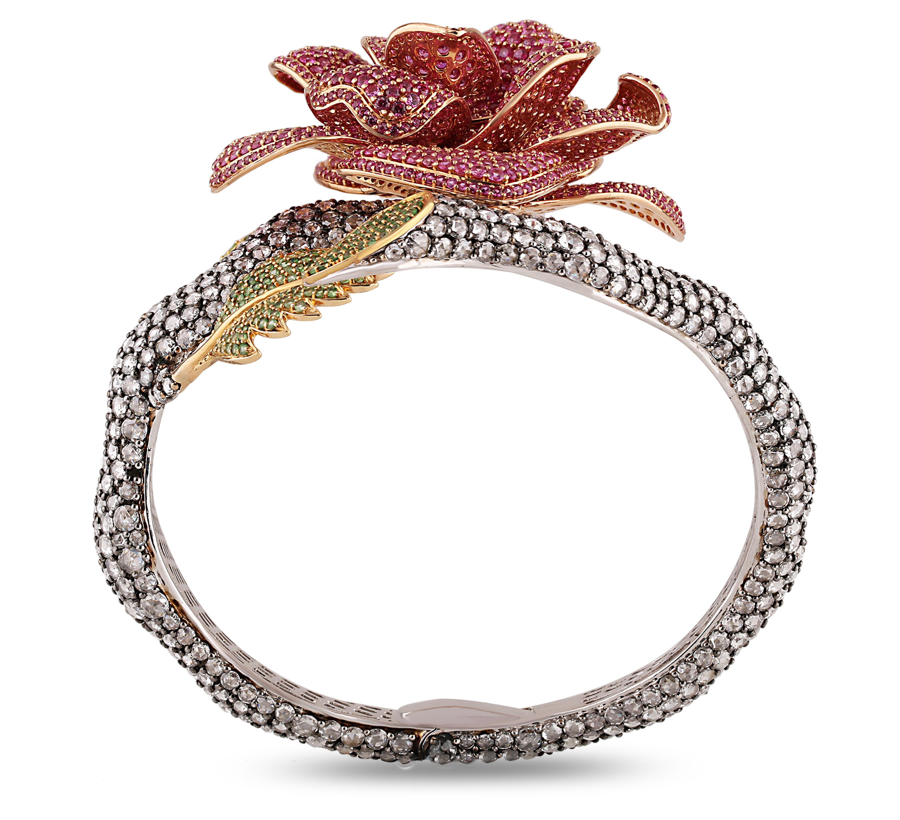 Bracciale Studio Rêves Rose con diamante e zaffiro rosa in oro 18 kt. in vendita 2