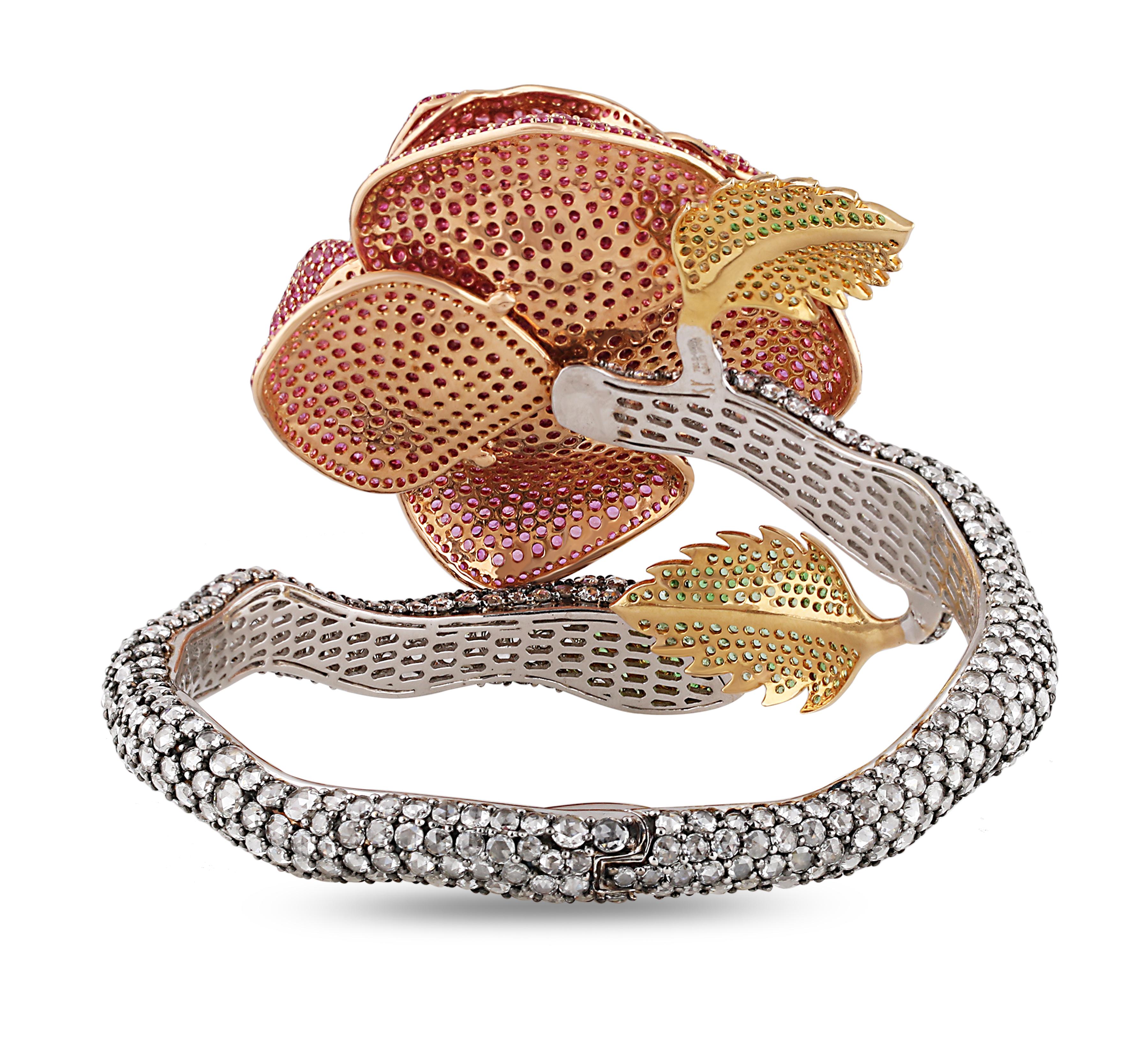 Bracciale Studio Rêves Rose con diamante e zaffiro rosa in oro 18 kt. in vendita 3