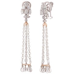 Studio Rêves Rose Cut and Brilliant Cut Diamond Chandelier Earrings in 18K Gold