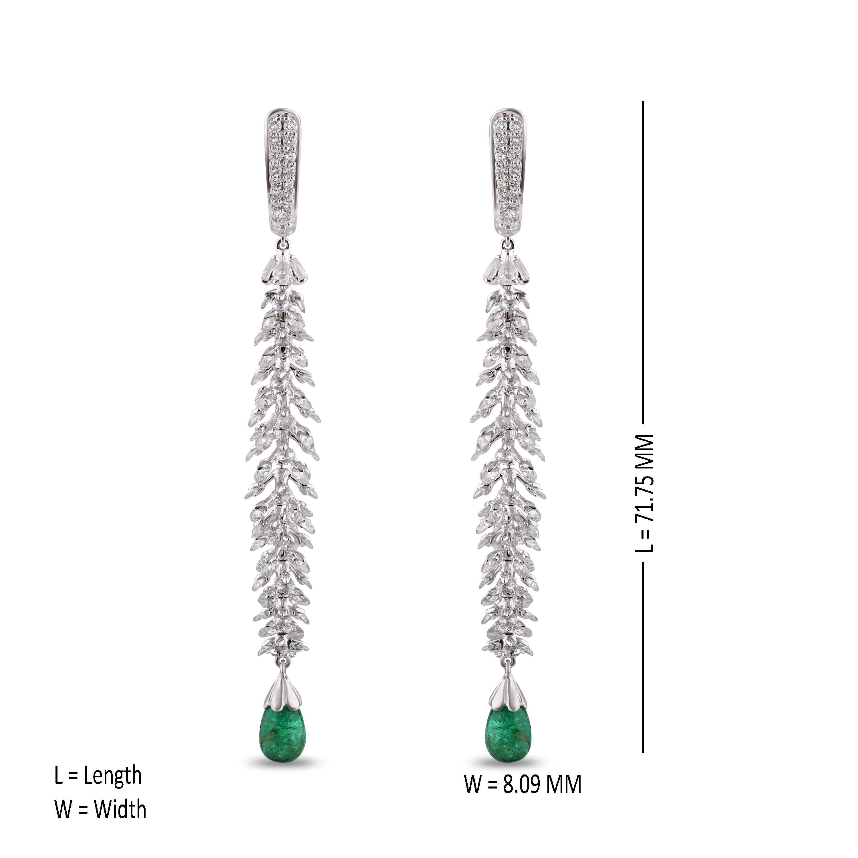 Contemporary Studio Rêves Rose Cut Dangling Earrings with Emeralds in 18 Karat Gold For Sale