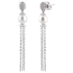 Studio Rêves Rose Cut Diamond and South Sea Pearls Dangling Earrings