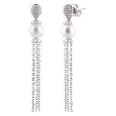 Studio Rêves Rose Cut Diamond and South Sea Pearls Dangling Earrings