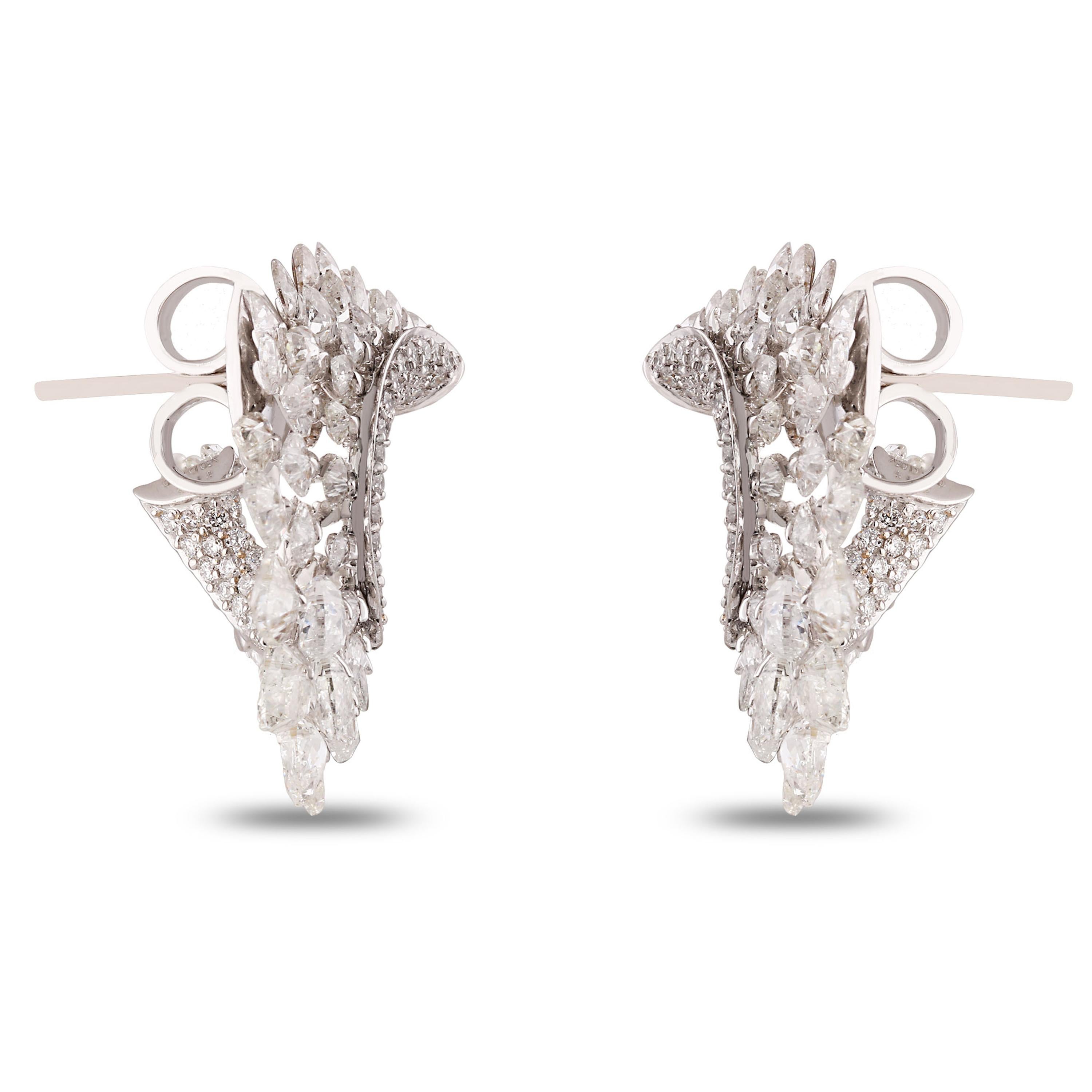 Studio Rêves Rose Cut Diamond Twisted Stud Earrings in 18 Karat Gold For Sale 2