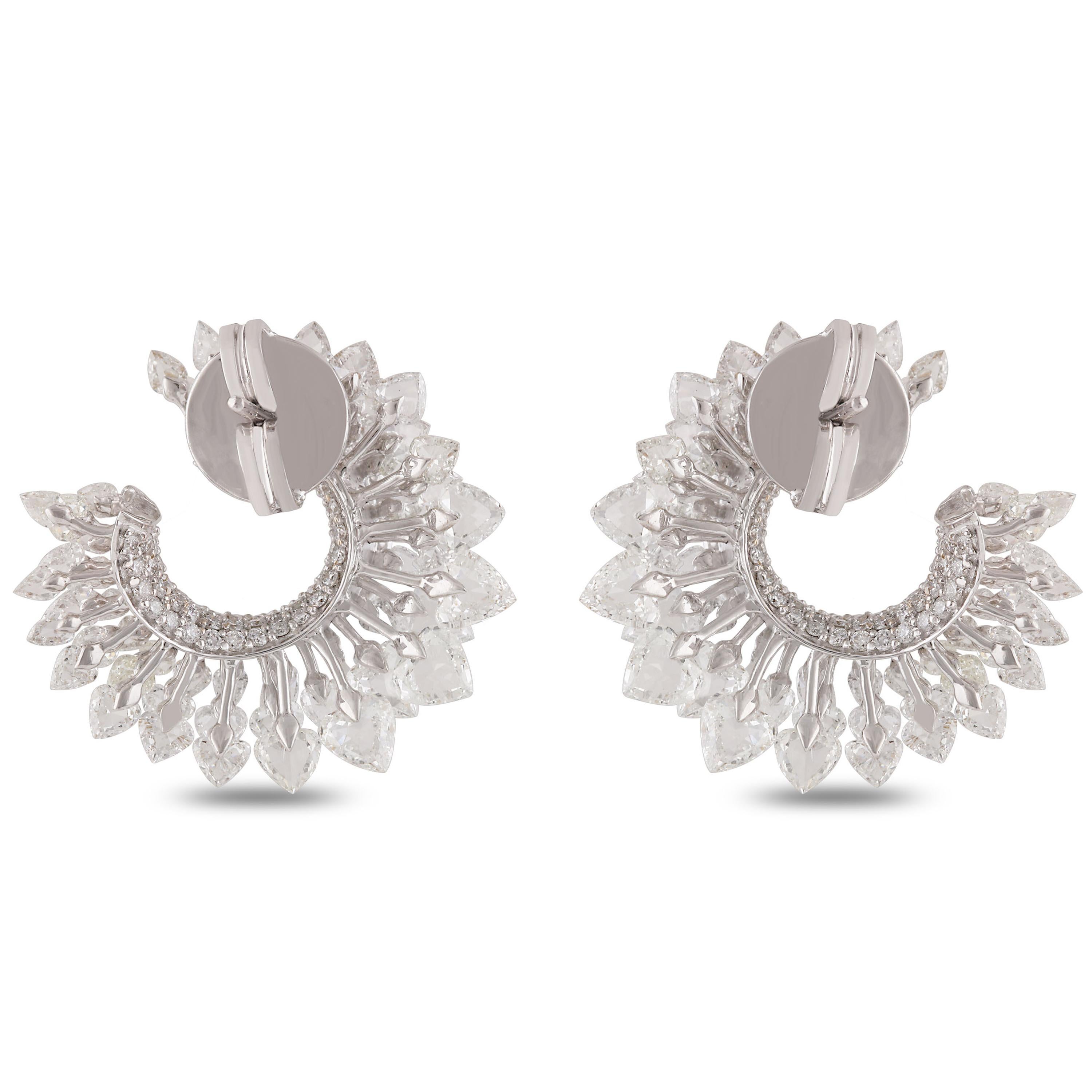 Studio Rêves Rose Cut Diamond Twisted Stud Earrings in 18 Karat Gold For Sale 3