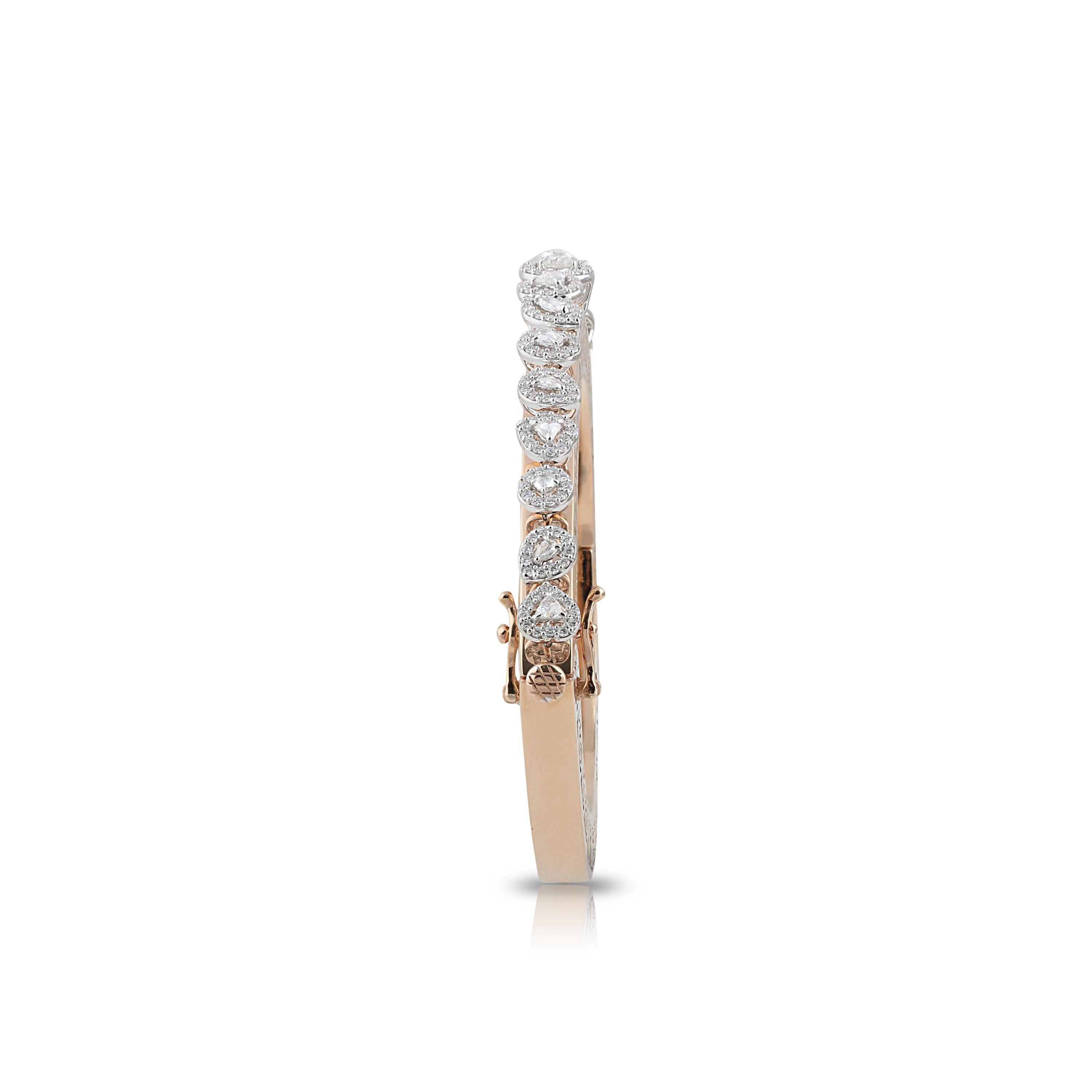 Studio Rêves Rose Cut Diamonds and Filigree Bracelet in 18 Karat Gold For Sale 1