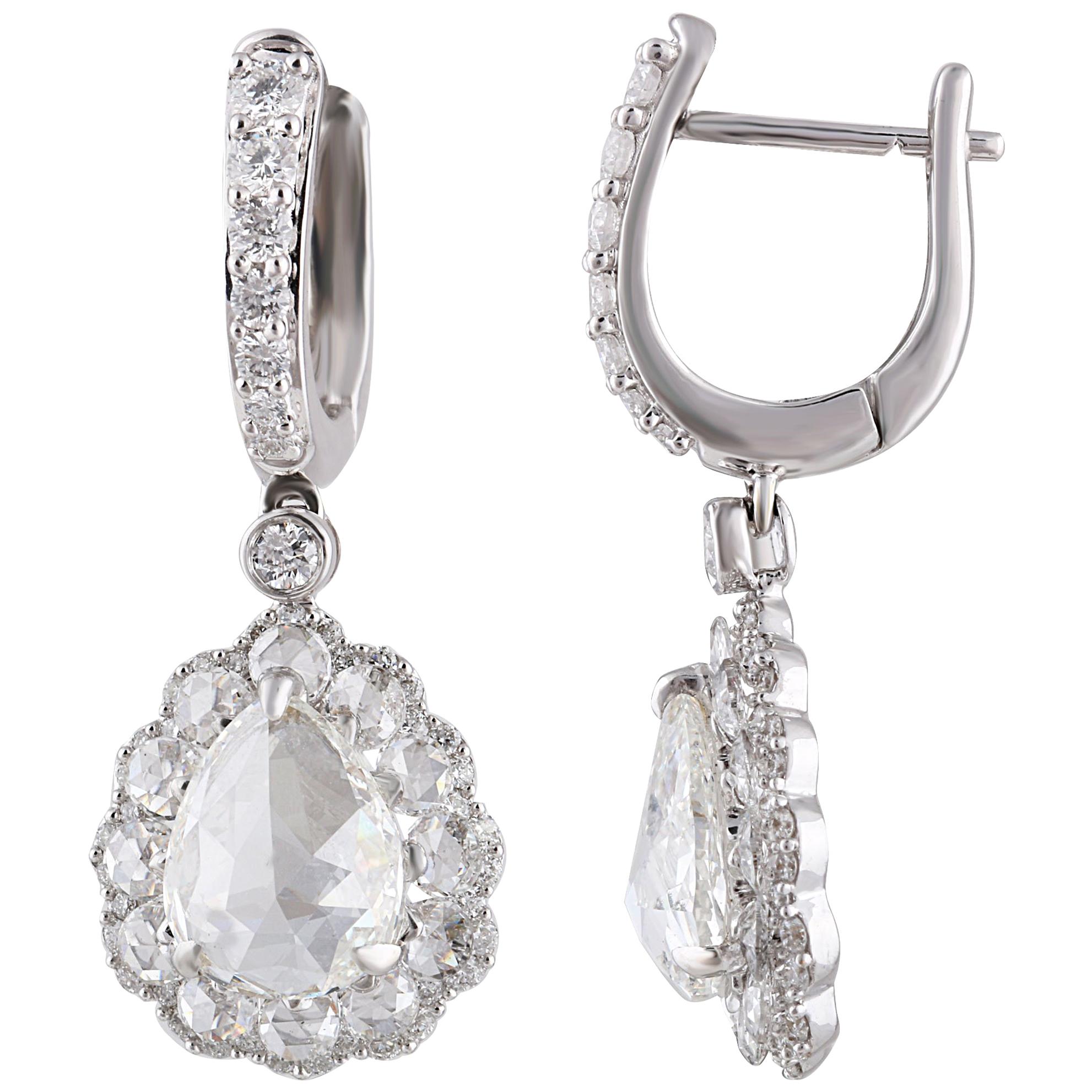 Studio Rêves Rose cut Diamonds Drop Earrings in 18 Karat Gold
