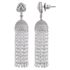 Studio Rêves Rose Cut Drill Diamond Dangling Waterfall Earrings in 18 Karat Gold