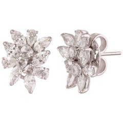 Studio Rêves Rose Cut Round Diamond Cluster Stud Earrings in 18 Karat Gold