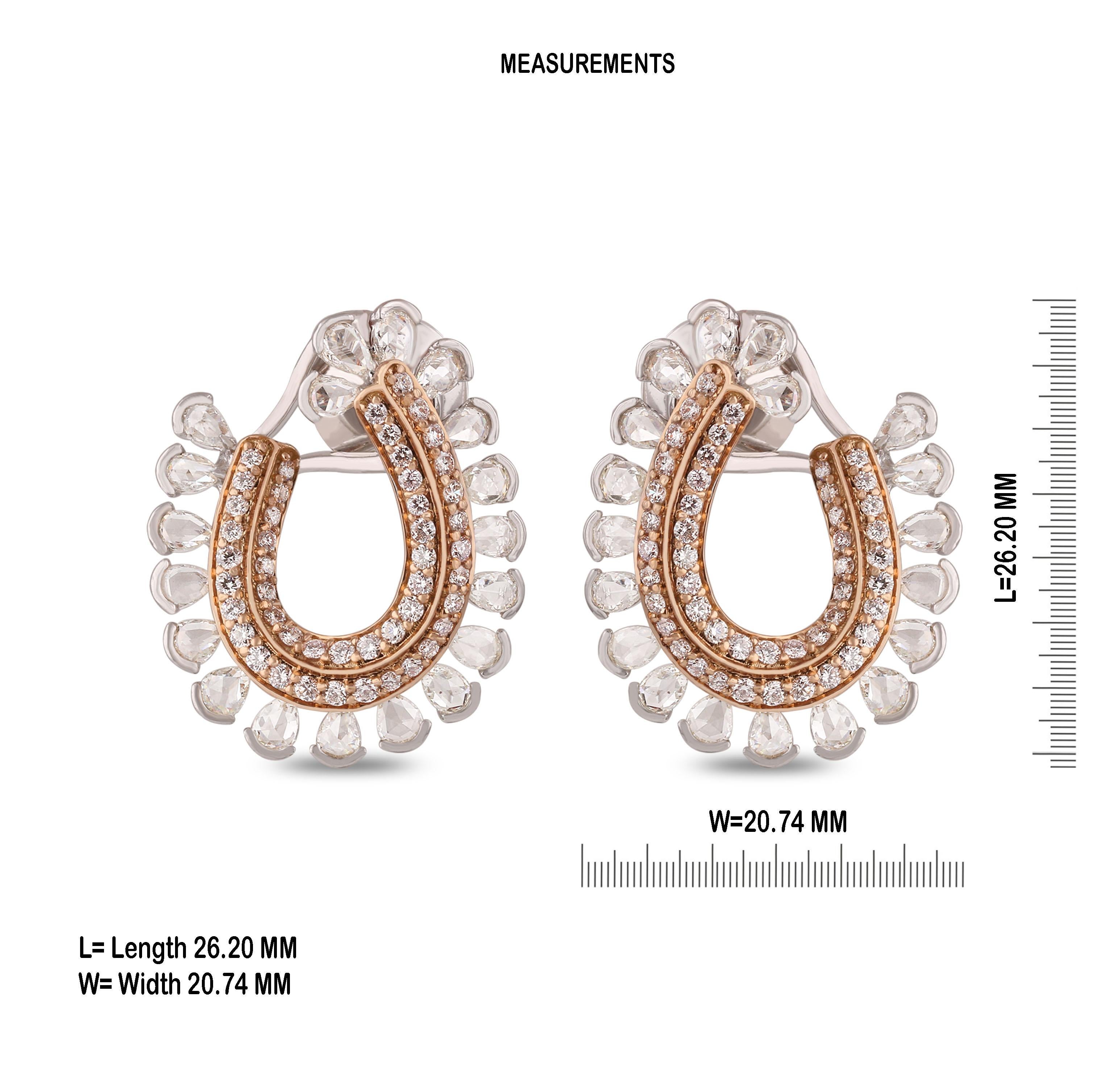 Rose Cut Studio Rêves Rosecut and Brilliant Cut Diamond Hoop Earrings in 18 Karat Gold For Sale