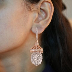 Studio Rêves Rosecut and Brilliant Cut Diamond Pineapple Earrings in 18K Gold