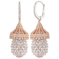 Studio Rêves Rosecut and Brilliant Cut Diamond Pineapple Earrings in 18K Gold