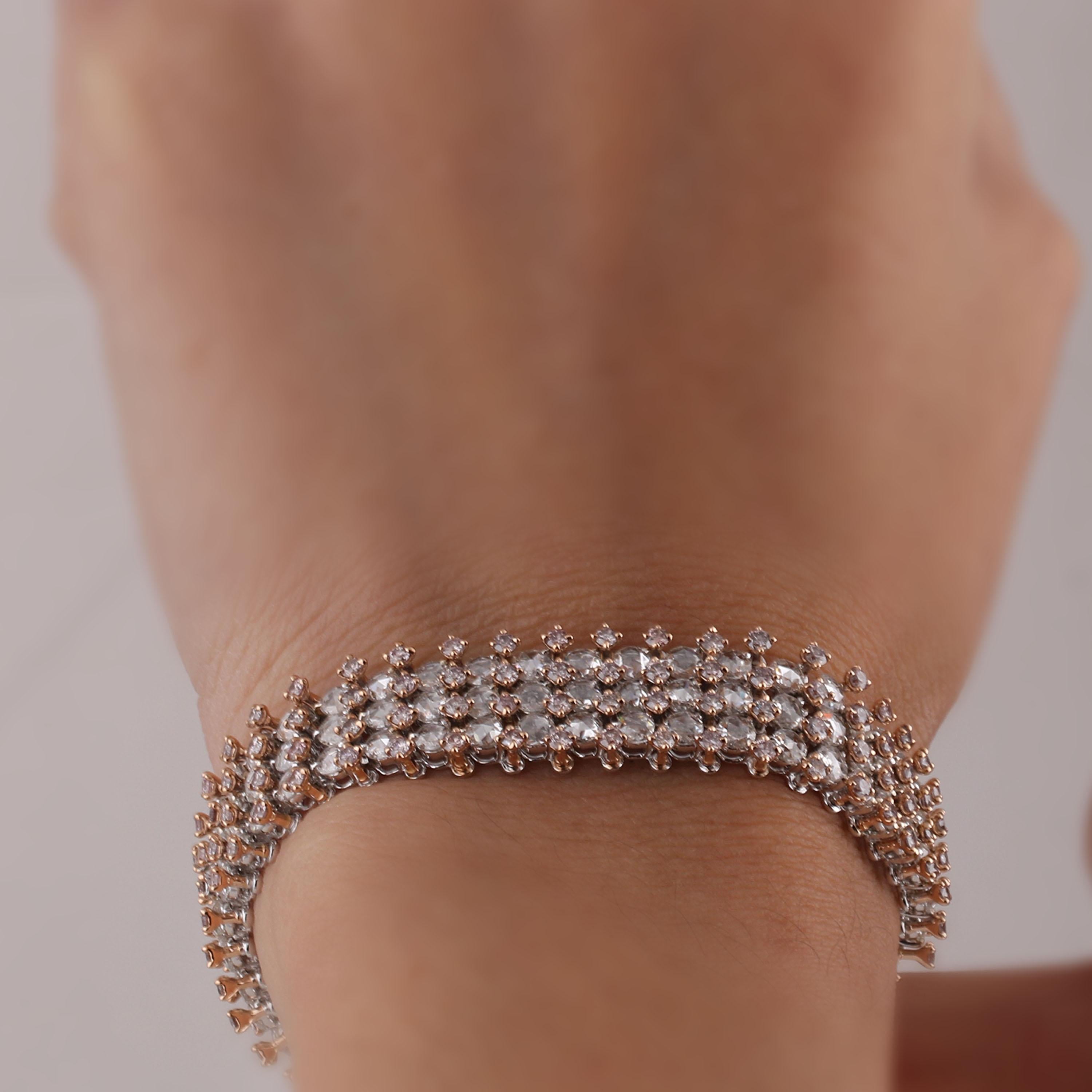Gross Weight: 33.56 Grams
Diamond Weight: 13.39 cts
Tennis Bracelet Size: 7 Inches (Resizing Can be Done)
IGI Certification can be done upon Request

Video of the product can be shared on request.

Make minimalism your modus operandi with this