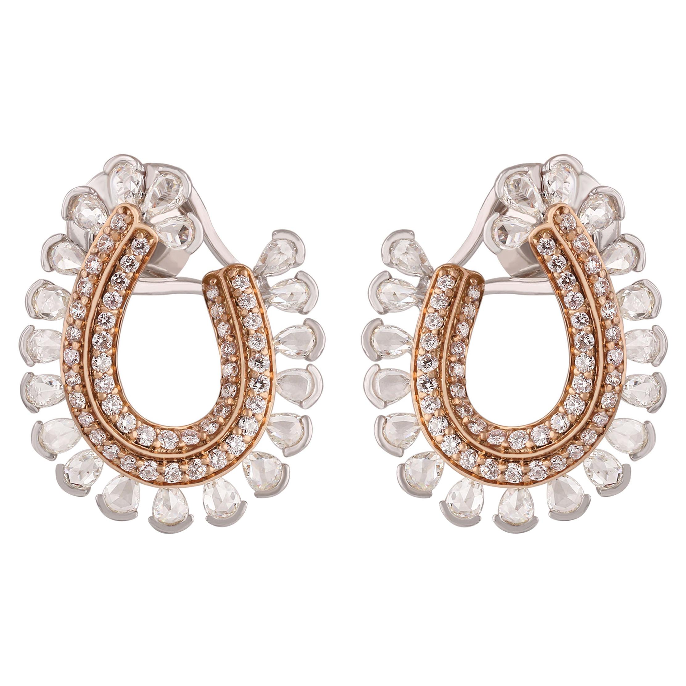 Studio Rêves Rosecut Diamond Contemporary Earrings in 18 Karat Gold For Sale