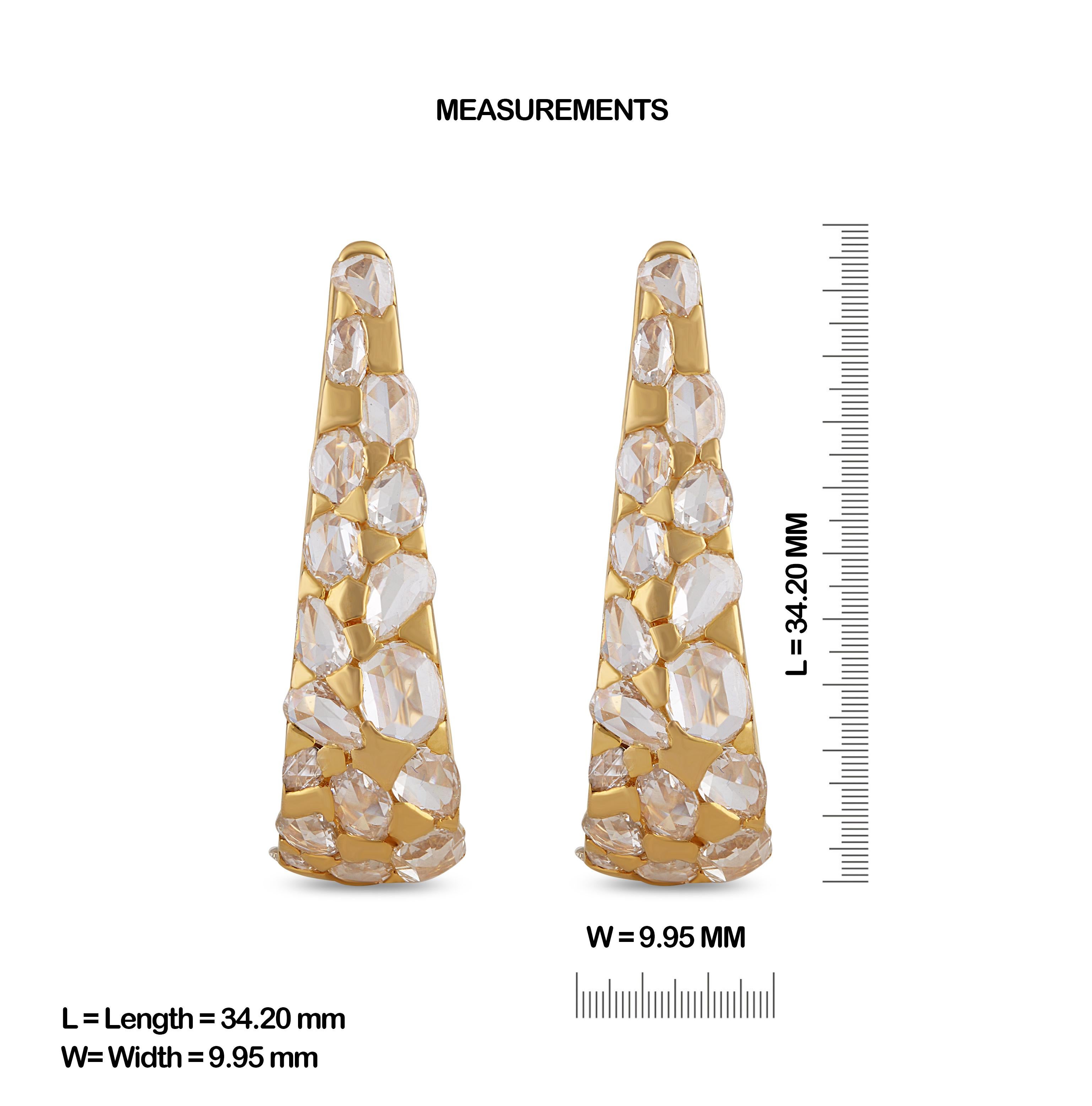 Modern Studio Rêves Rosecut Diamond Hoops in 18 Karat Yellow Gold For Sale