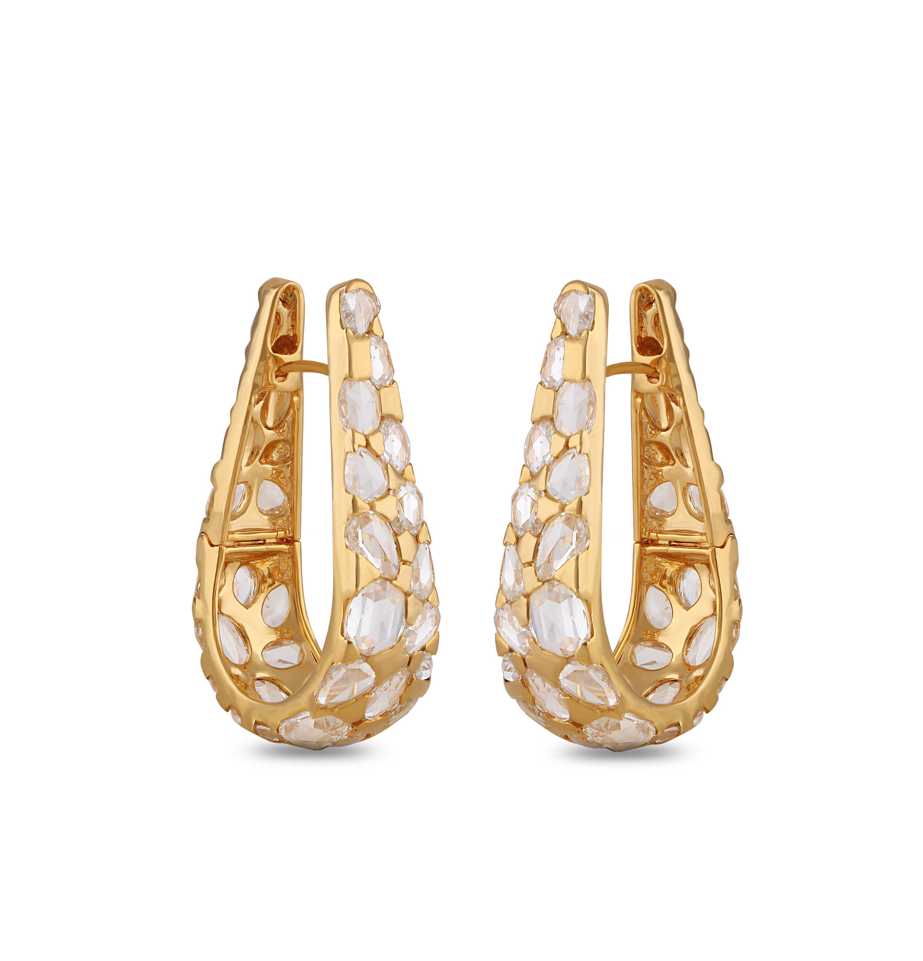 Taglio a rosa Studio Rêves Rosecut - cerchi con diamanti in oro giallo 18 carati in vendita
