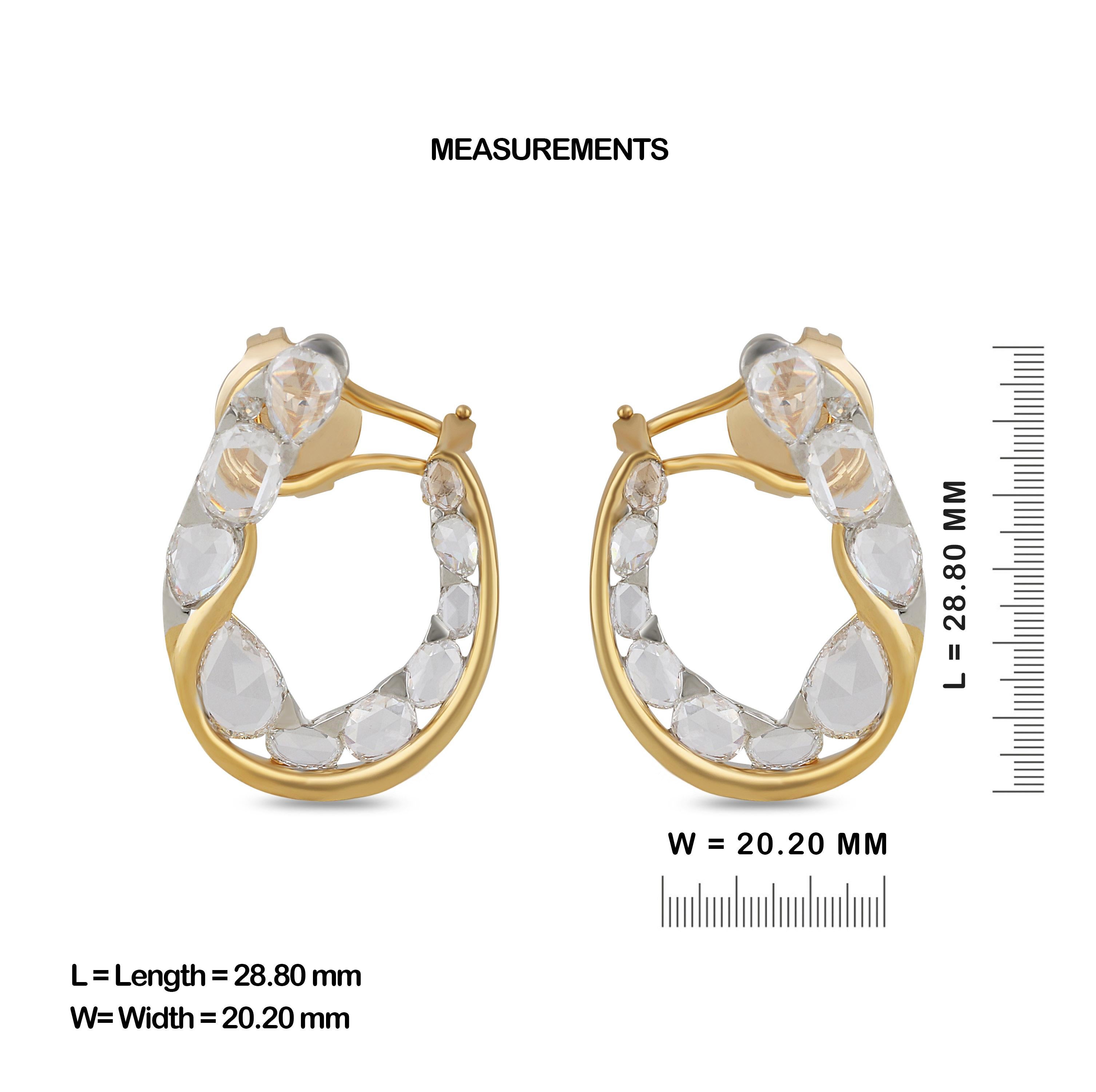Rose Cut Studio Rêves Stud Earrings with Rosecut Diamond in 18 Karat Yellow Gold For Sale