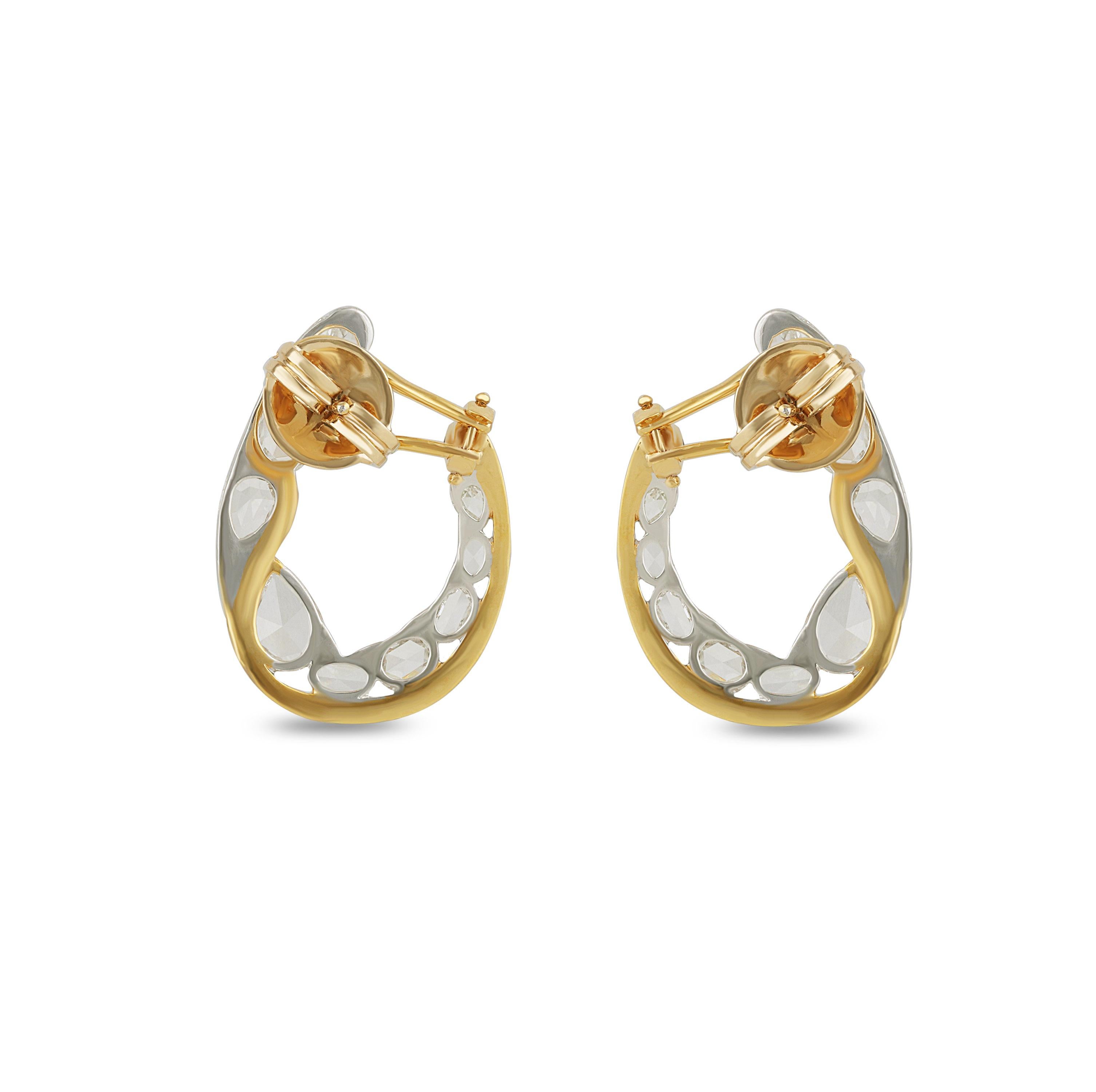 Studio Rêves Stud Earrings with Rosecut Diamond in 18 Karat Yellow Gold For Sale 1
