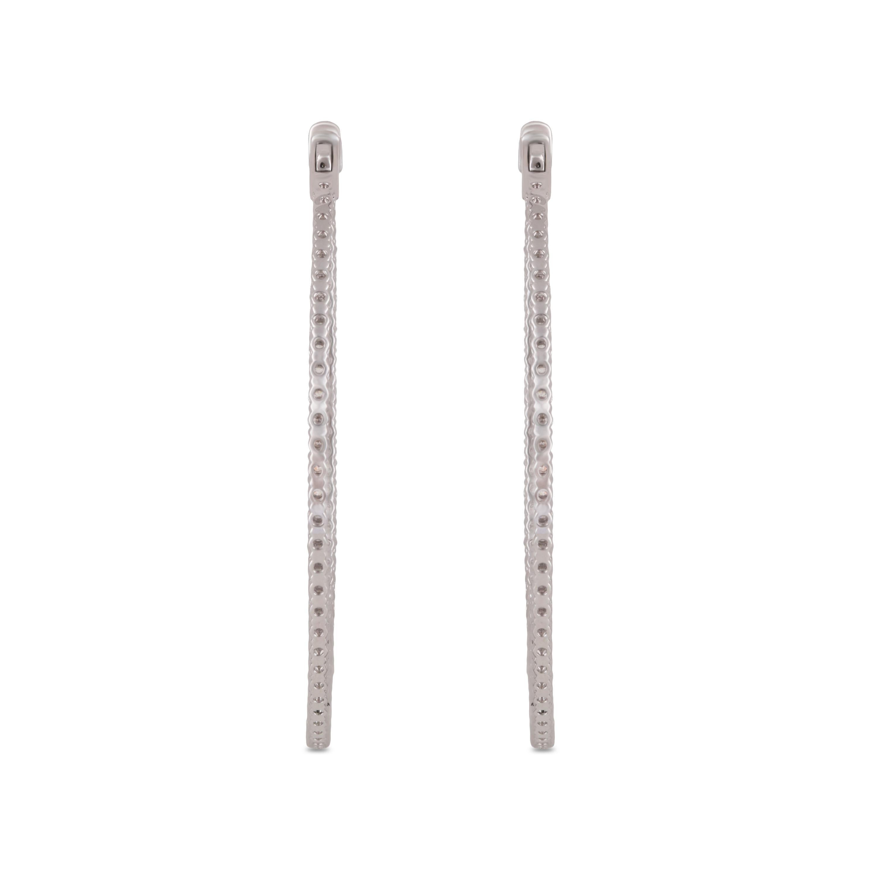 Modern Studio Rêves Round Diamonds Hoop Earrings in 18 Karat White Gold For Sale